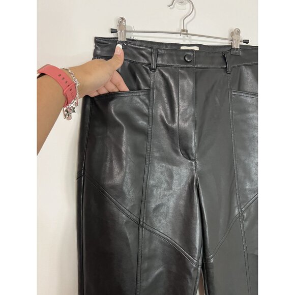 Aritzia Black Wilfred Rebel Vegan Faux Leather Pants Side Pockets Size 10 - Picture 4 of 9